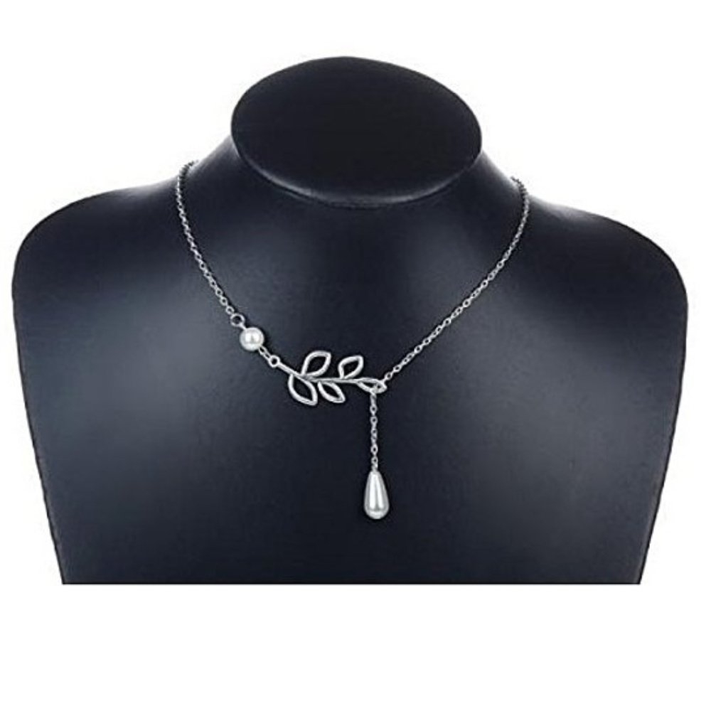 Teardrop and Branch Lariat Necklace